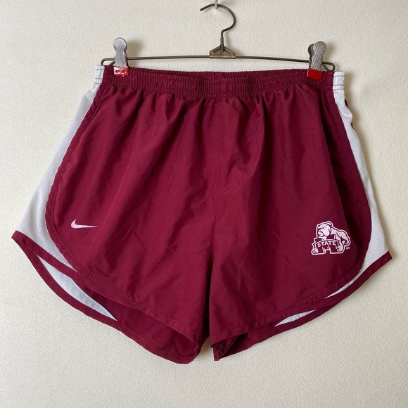 Nike Pants - Nike Dri Fit Mississippi State Maroon/White Bulldog Shorts Women Size Large